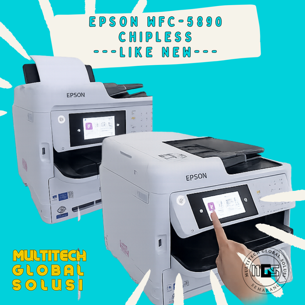 EPSON WF C5890 CHIPLESS : Printer SCAN FOTOCOPY WARNA SUDAH WIFI DAN TOUCHSCREEN