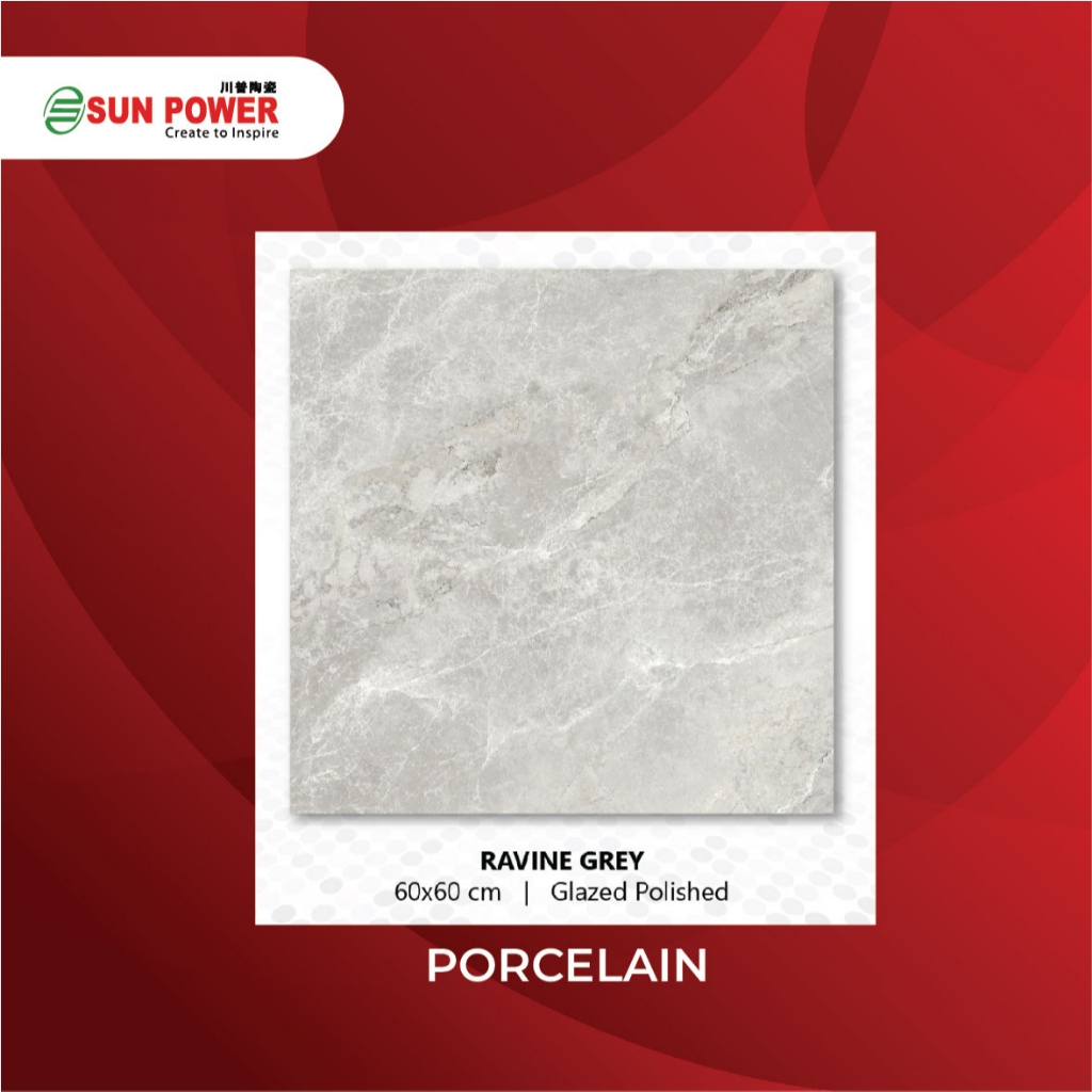 SUN POWER Ravine Grey 60x60 Glazed Polished – Granit Tiles Lantai & Dinding Sun Power Ceramics