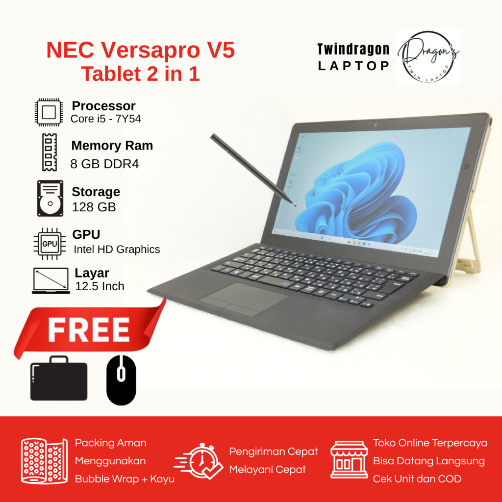 Laptop Nec Versapro Vs 5 2 in 1 Core i5 gen 7 Ram 8 GB SSD 128 GB | Laptop Second Berkualitas | Bonu