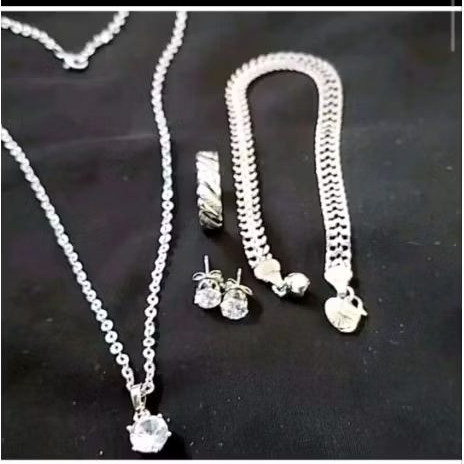 set perhiasan wanita kelabang silver permata satu elegan fashion titanium emas kulit kalung 1
