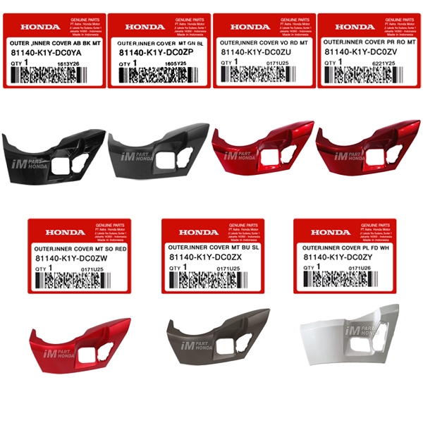 81140-K1Y-DC0YA DC0ZP DC0ZU DC0ZV DC0ZW DC0ZX DC0ZY Outer Inner Cover Tutup Kontak PCX 160 K1ZV 2025