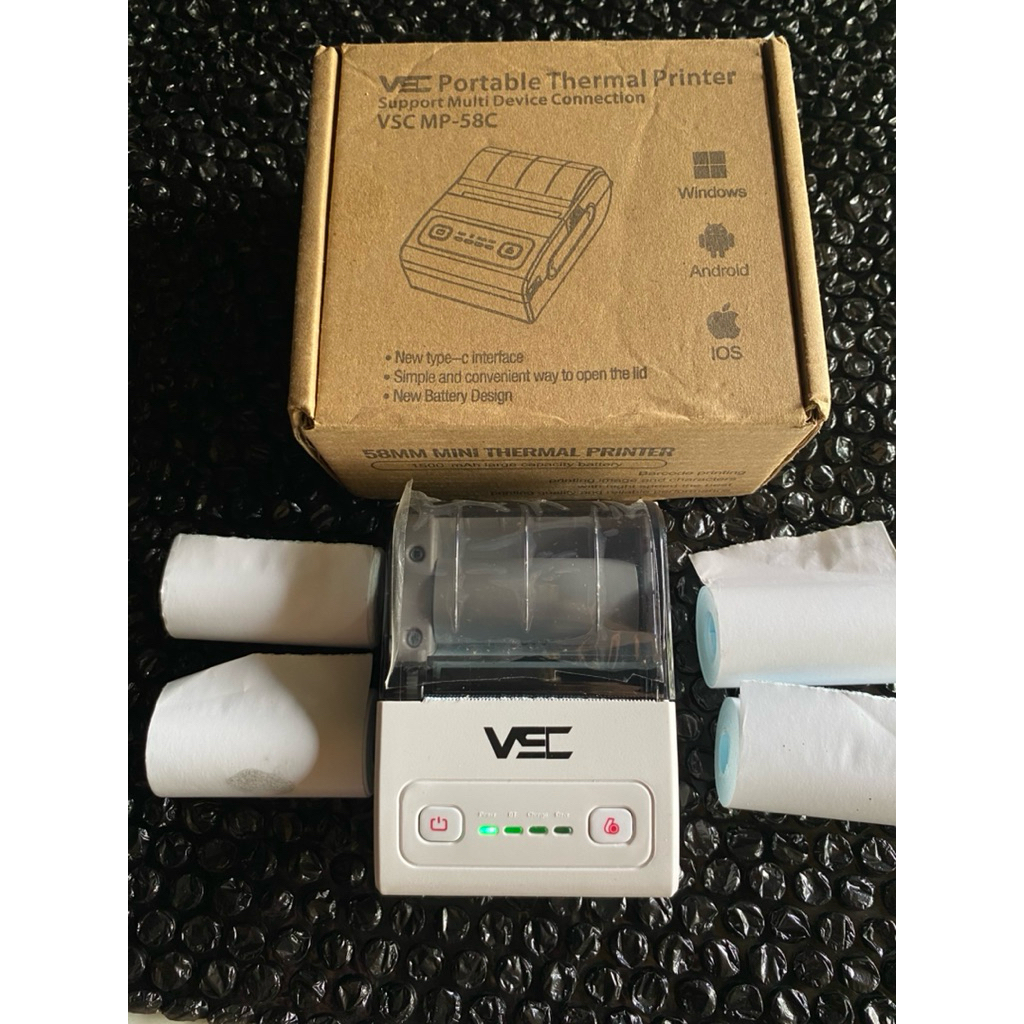 Second Like New Printer Thermal VSC 58mm Bluetooth/USB – Mesin Cetak Struk Kasir Cepat Tanpa Tinta