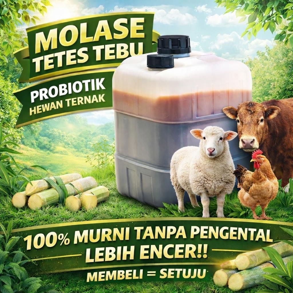 TETES TEBU 20 L - Tetes Tebu ASLI Molase 20 LITER TERMURAH Penggemuk Kambing Sapi Ayam Bebek Hewan T