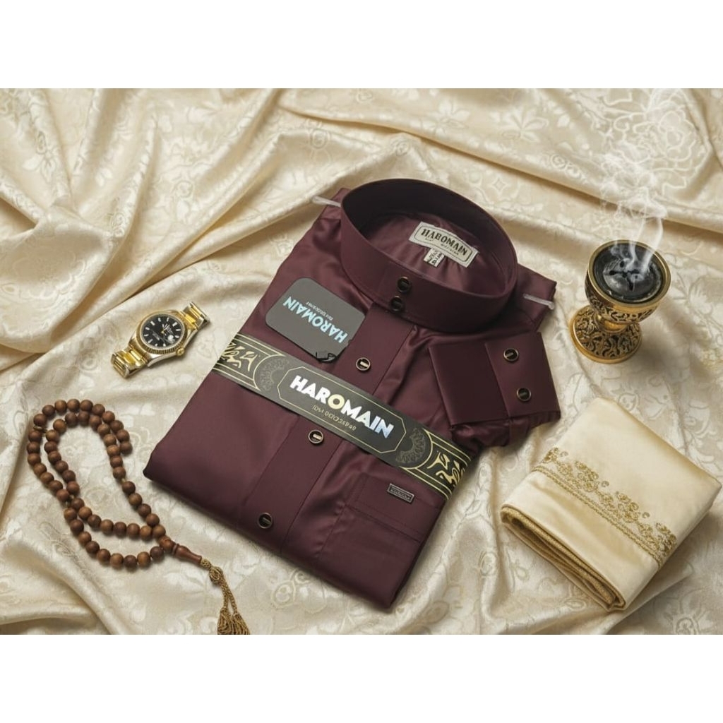 Jubah Haramain polos manset/Jubah Haramain viral/Jubah Haramain terbaru