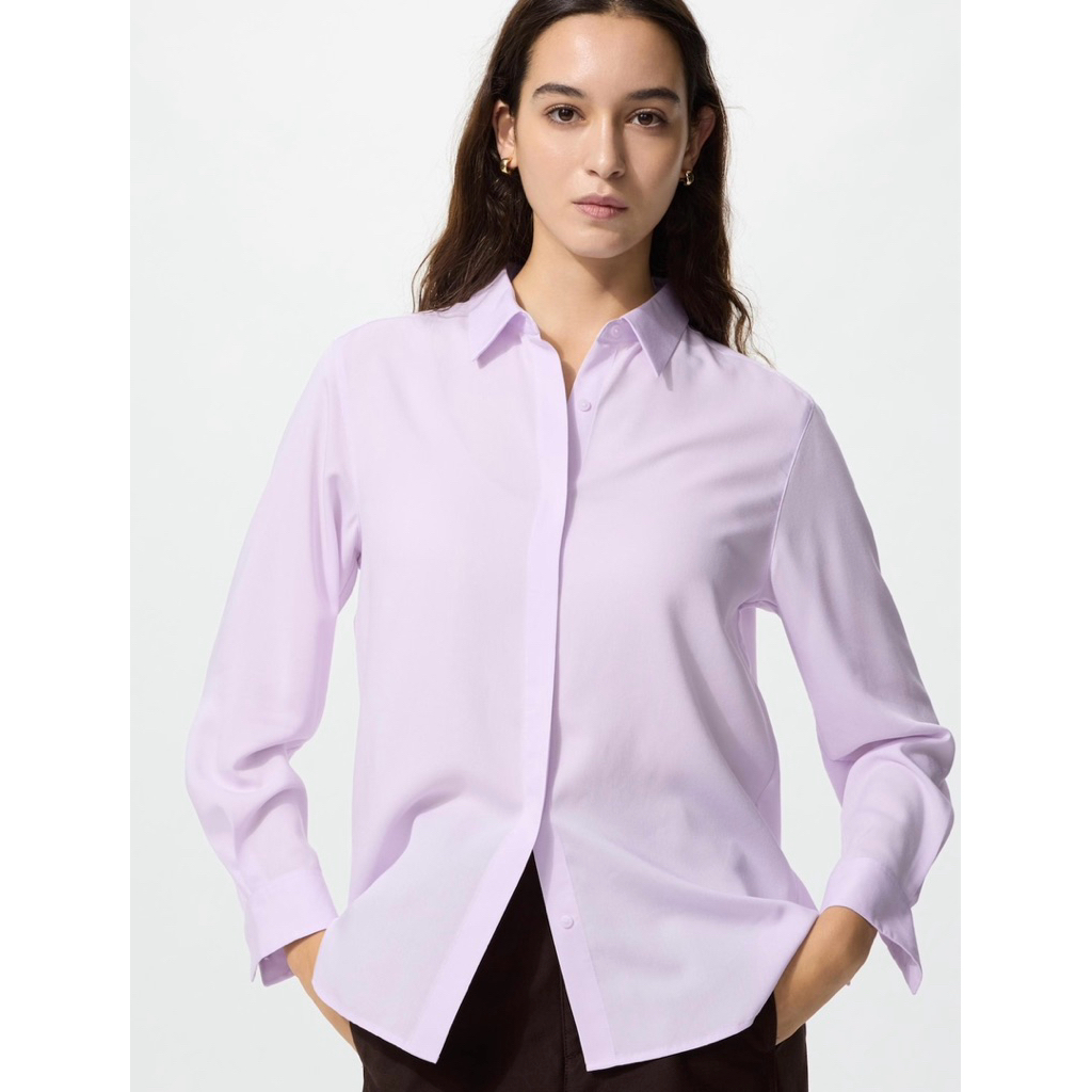 SALE‼️ UNIQLO BLUS RAYON KEMEJA LENGAN PANJANG WANITA