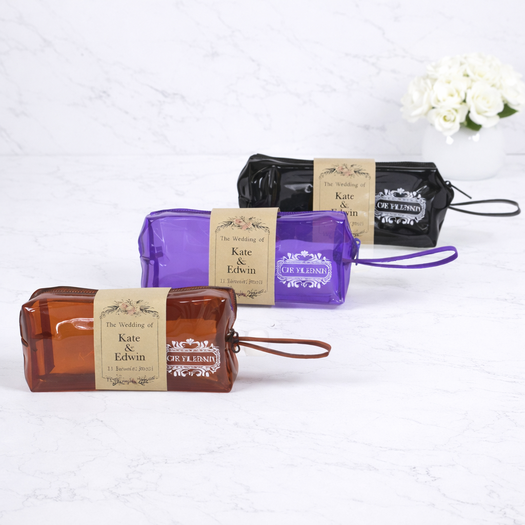 Souvenir Pouch MIKA A (20x7x9) Kosmetik Kubus Mika Transparan Tebal Premium Waterproof Custom Sablon