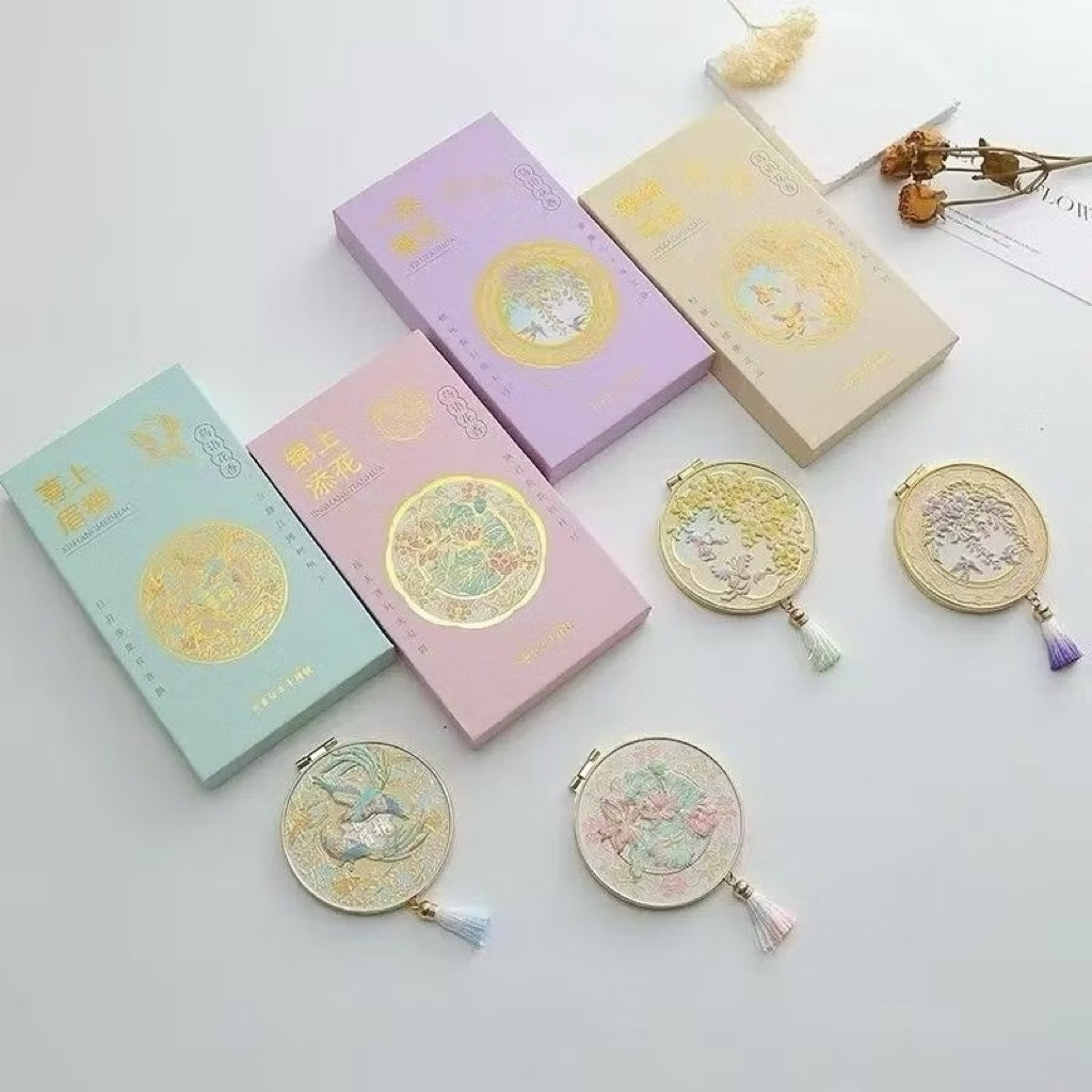 Classical Luoyang Bronze Mirror Handheld Mirror for Women (warna pink)