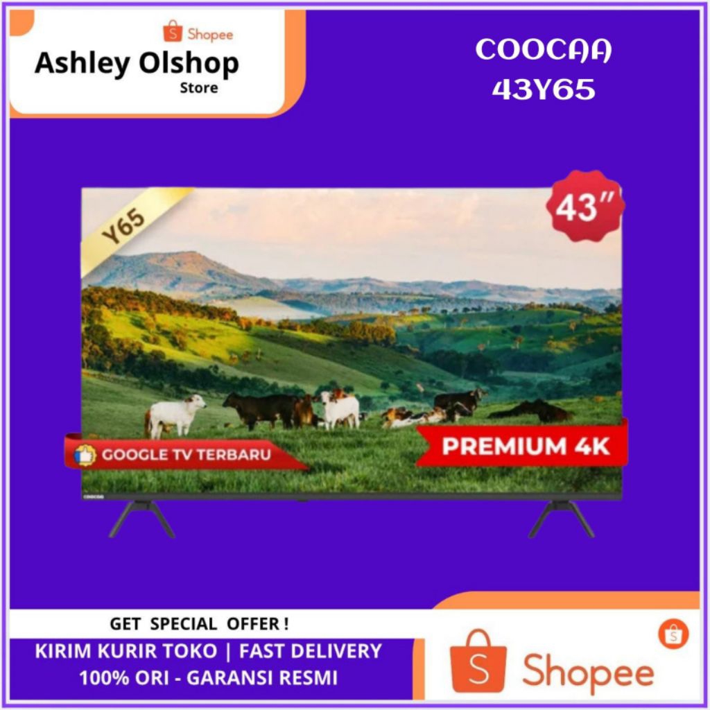 TV Coocaa 43Y65 4K UHD Google TV 43 Inch Coocaa Y65 Dolby Audio TV 43 Inci