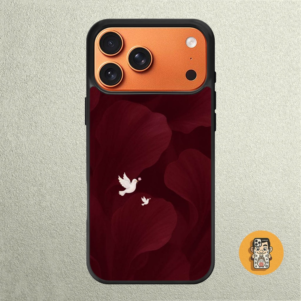 Case iPhone 17 16 15 14 13 12 11 Mini Plus Pro Max TPU Rubber Dark Red Floral