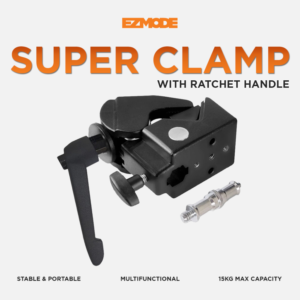 EZMODE Super Clamp with Ratchet Handle for Lighting and Studio Equipment