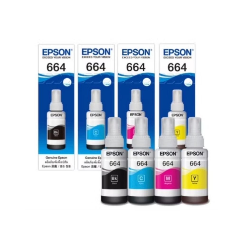 Tinta Epson 664 Original 70ml Hitam Warna untuk Printer L100 L120 L200 L210 L220 L300 L360 L565 EcoT