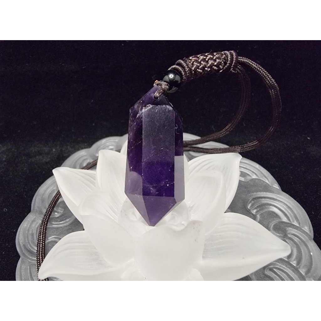 Kalung Liontin Batu Amethyst Uruguay 35mm G220