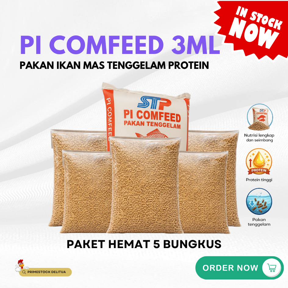 Japfa Comfeed PI 3ML Paket Hemat 5 KG Pakan Ikan Mas Tenggelam 5 Bungkus x 1 KG