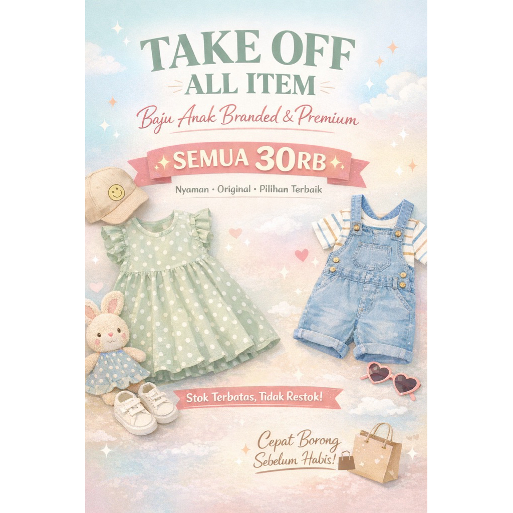 Take All Paket Usaha PerBall Setelan Kaos Celana Panjang Celana Pendek Jaket Cardigan Sweater Anak P