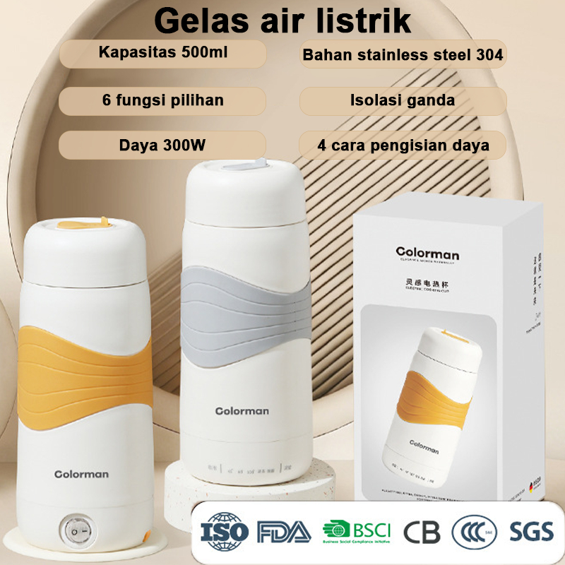 Pemanas Air Teko Listrik Portable Dengan Pemanas Mobil Electric Thermos 500ml Gelas Termos Ibu dan b