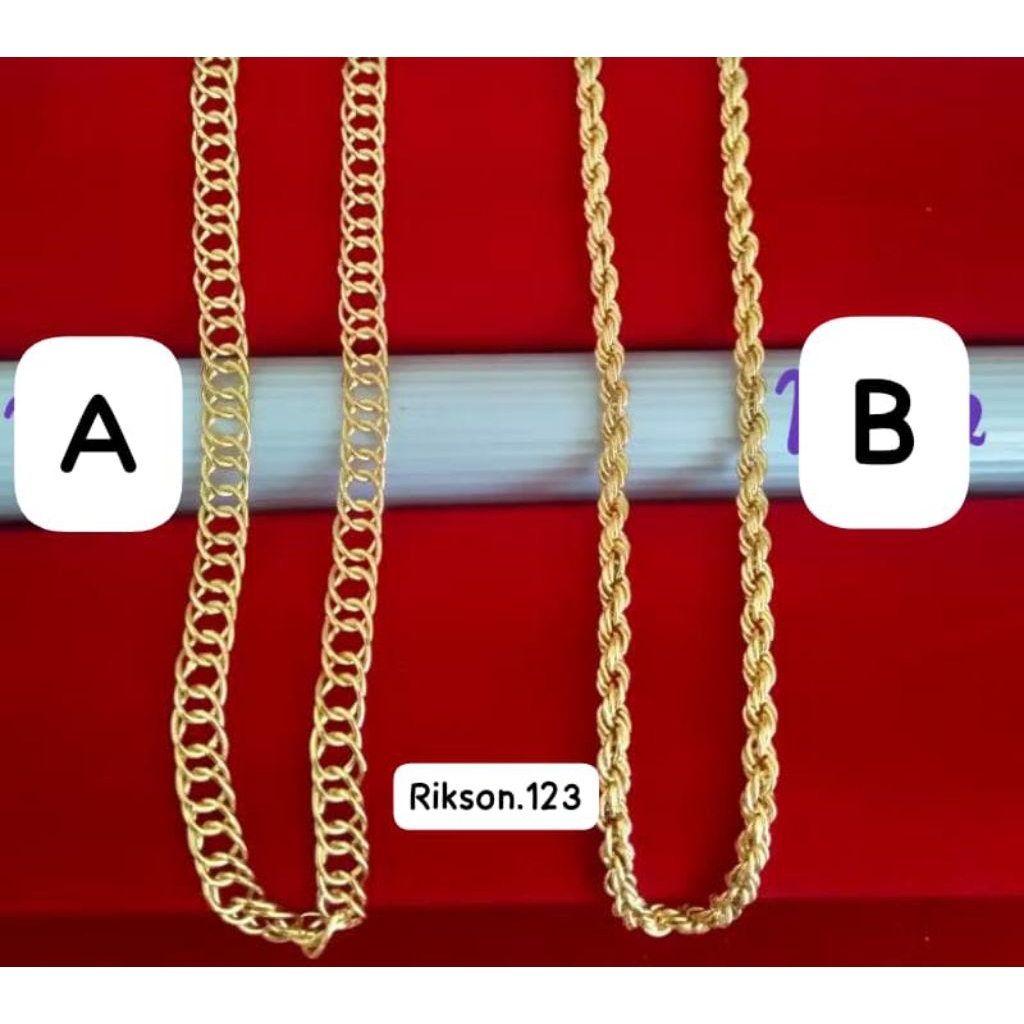 kalung Rantai kalung tambang replika emas 24k cantik mewah mirip asli pengait S