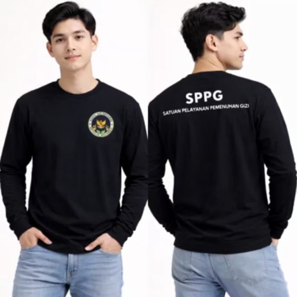 Kaos Lengan Panjang SPPG - Sablon DTF - Unisex BAJU MBG SERAGAM MBG BAJU