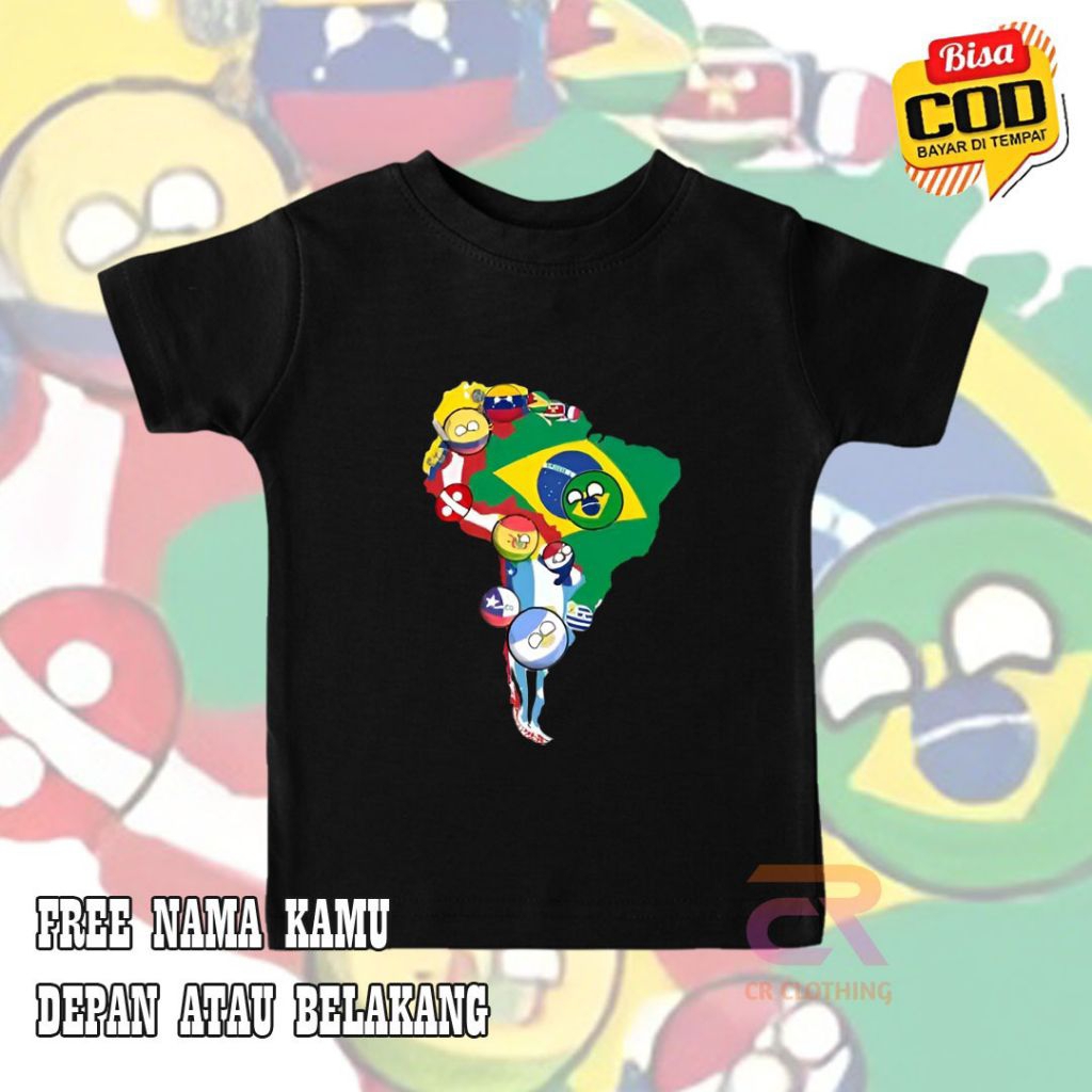 Baju anak laki laki perempuan Kaos COUNTRY BALL MAPS HUMAN COUNTRY