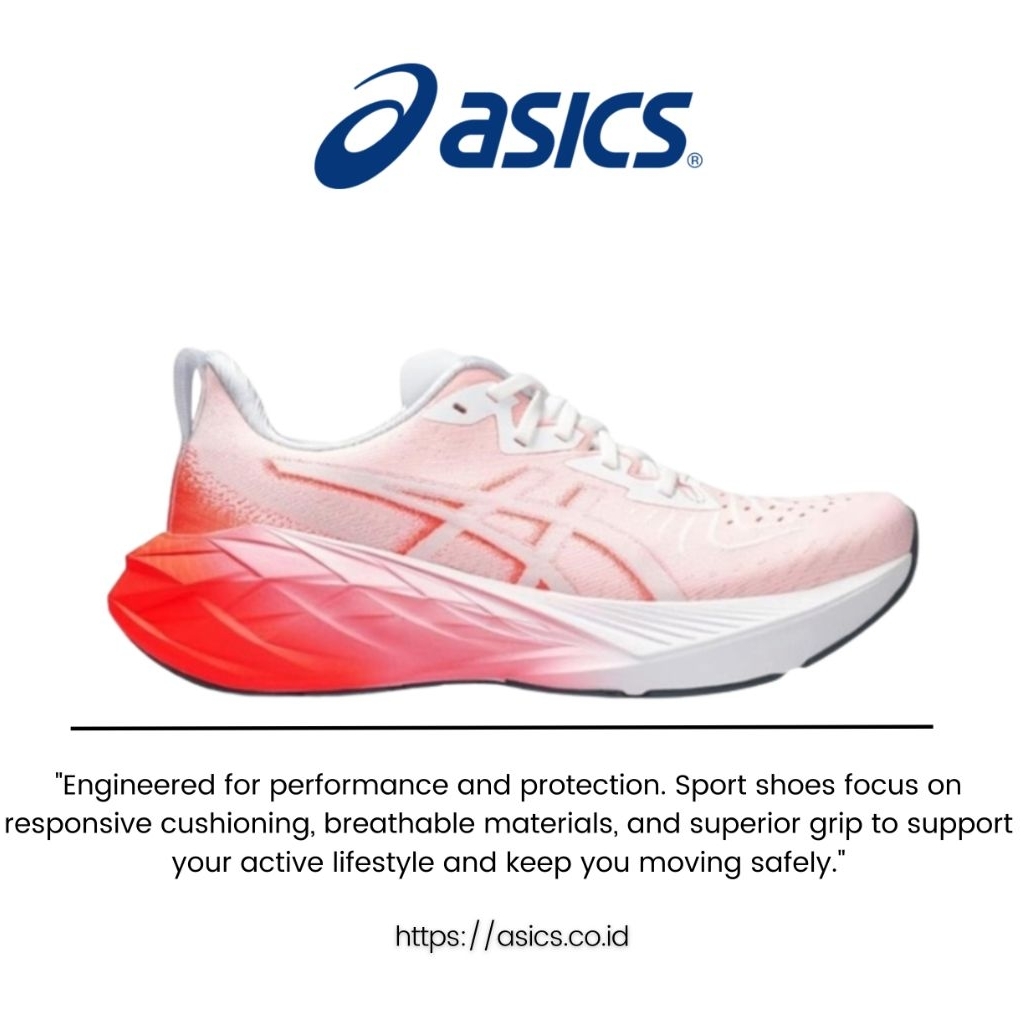 Sepatu Running Asics Novablast 4 Women's White Sunrise Red Original