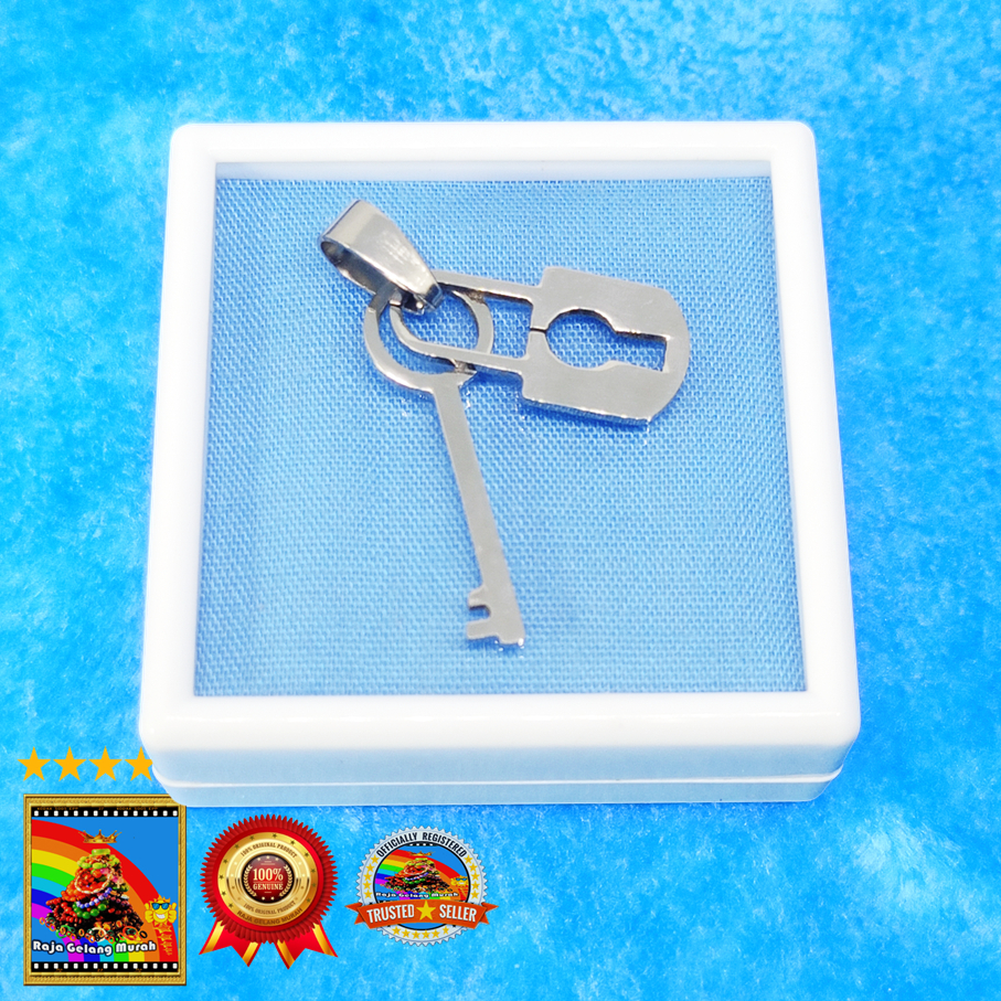 Liontin polos Titanium Super Model Gembok Kunci Perak