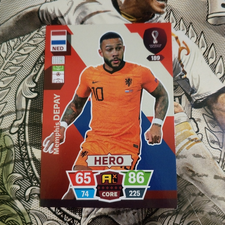 Kartu Bola Memphpis Depay Belanda 2022 Panini Adrenalyn XL World Cup Qatar Card
