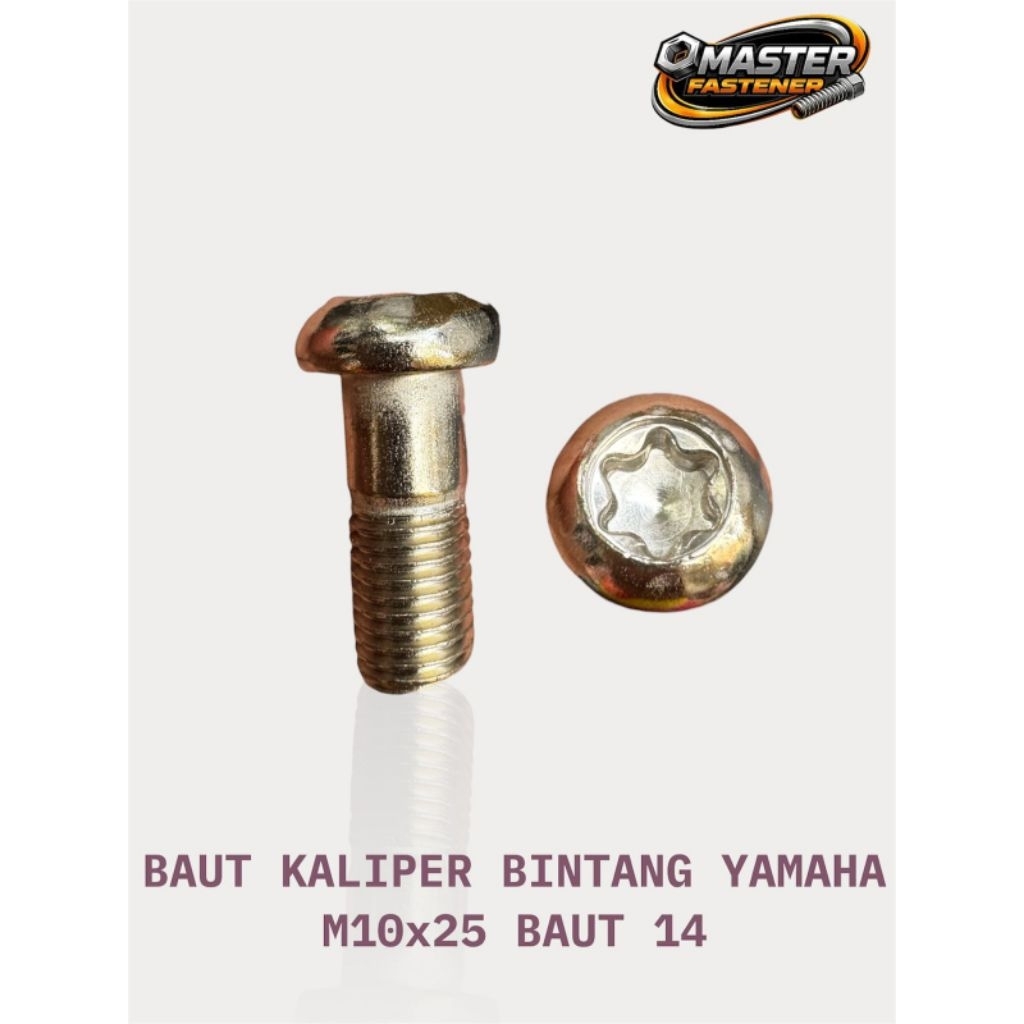 2 Pcs Baut Kaliper Bintang / Pala Babi Yamaha M10 10x25 Baut 14 Kunci T50