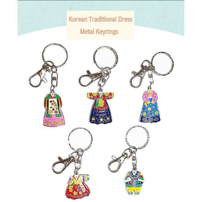 Souvenir korea - Gantungan kunci logam motif pakaian tradisional Korea (Hanbok)
