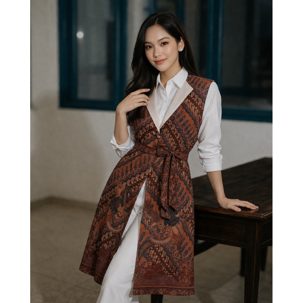 Long Outer Batik Wanita – Outer Batik Modern Elegan Casual Formal