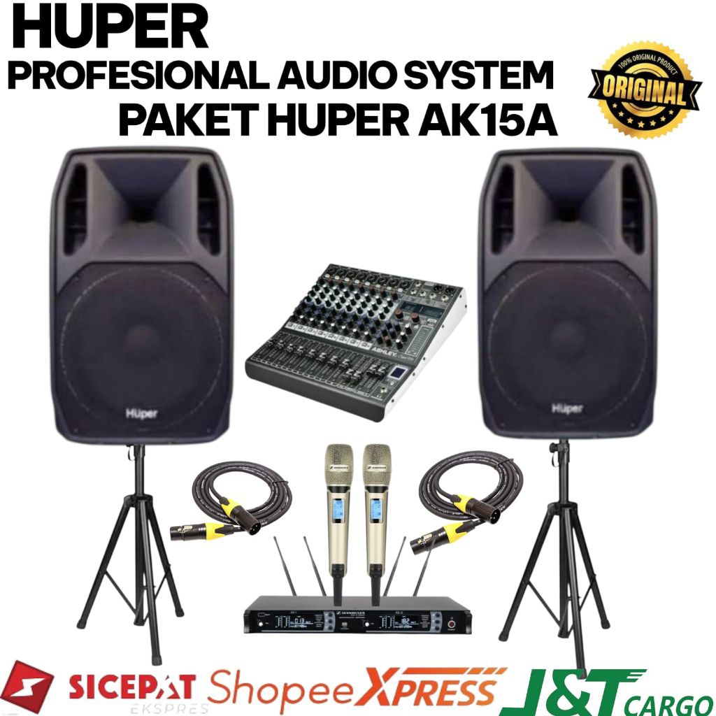 Huper AK15 speaker aktif profesional 15 inch paketan komplit