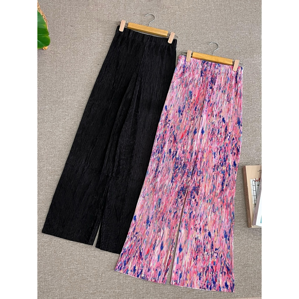 CELANA KULOT PLISKET IMPORT PREMIUM HITAM PINK HIJAU BIRU 3007 3008