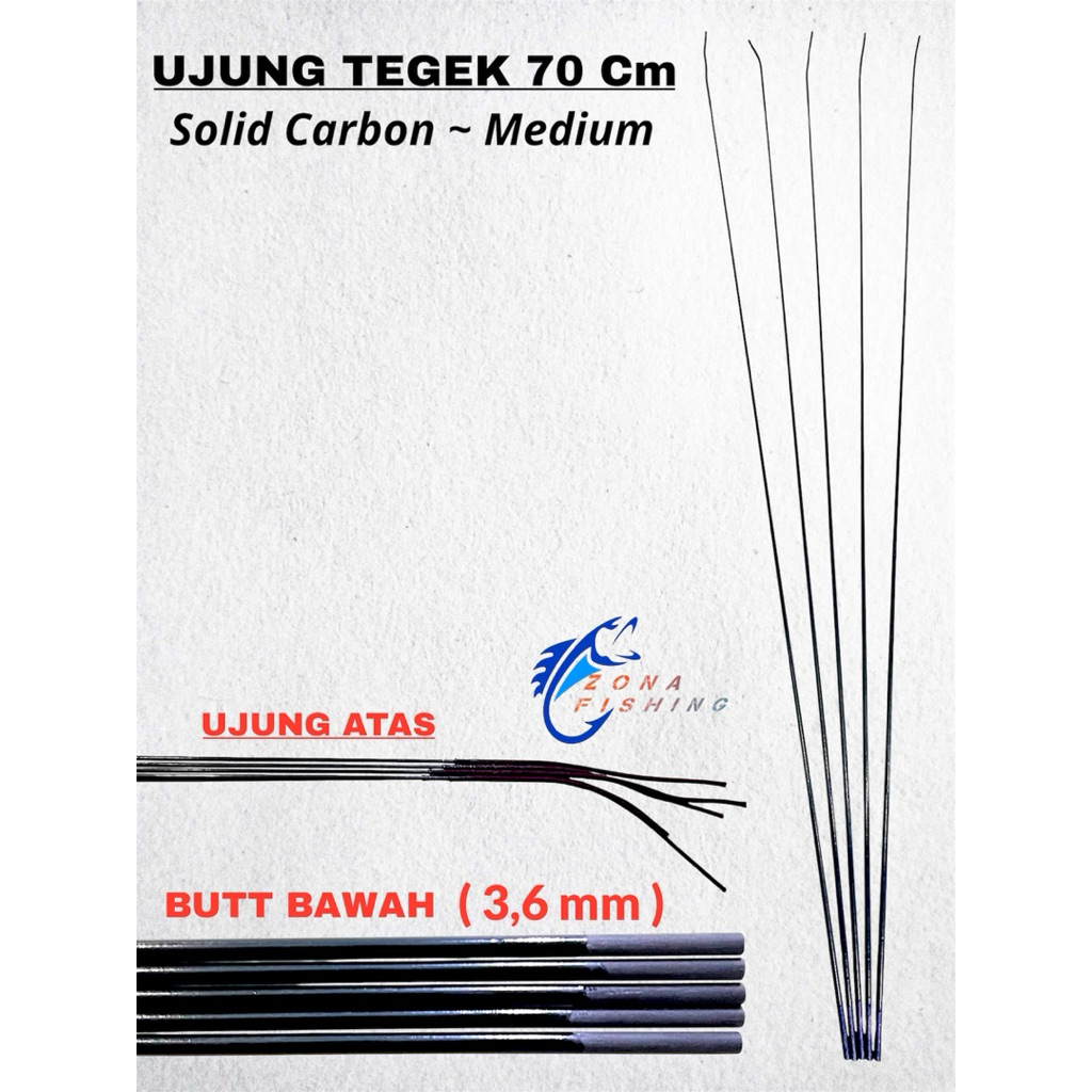 Top Ujung Tegek Carbon Solid 70 Cm kaku