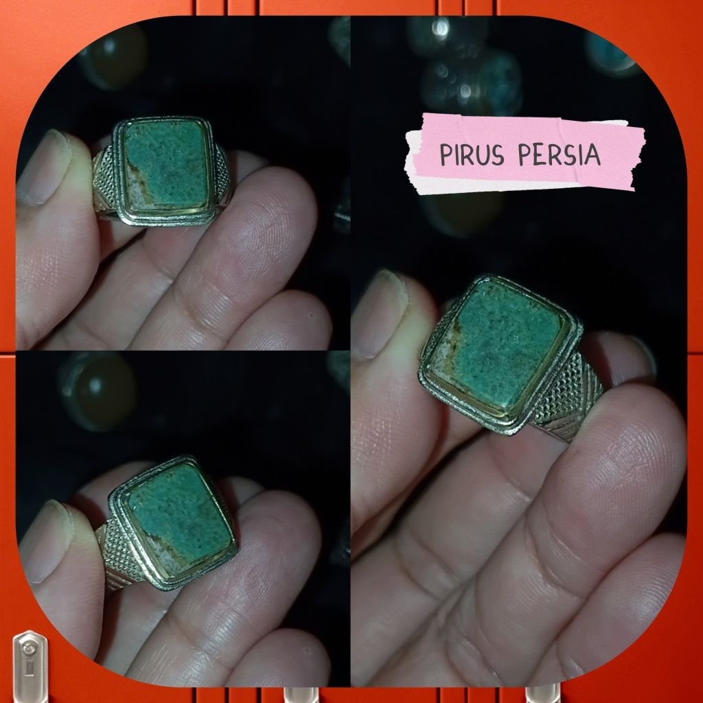 Cincin Batu Pirus Persia Hijau Asli Mantap