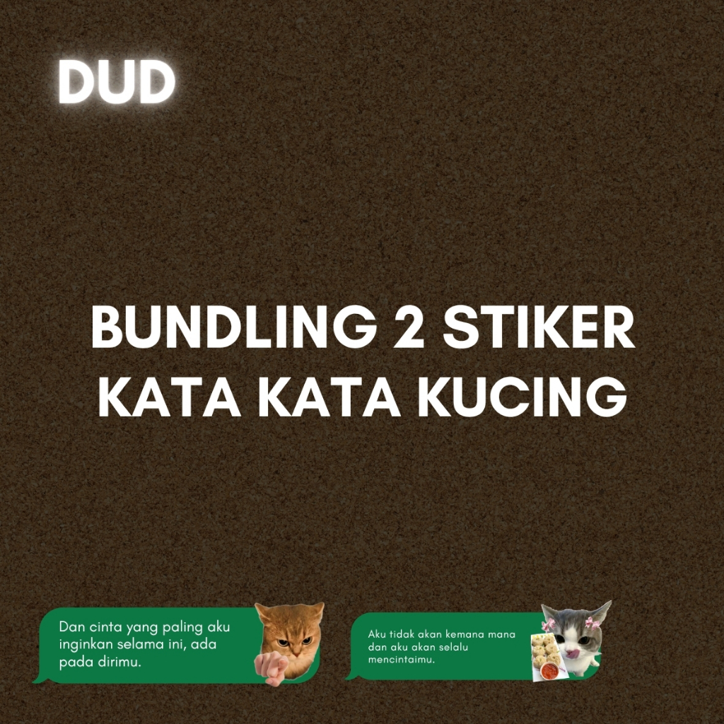 Paket Bundling 2 Stiker Kucing Kata-Kata Lucu | Cute Cat Sticker Aesthetic Waterproof size 10cm