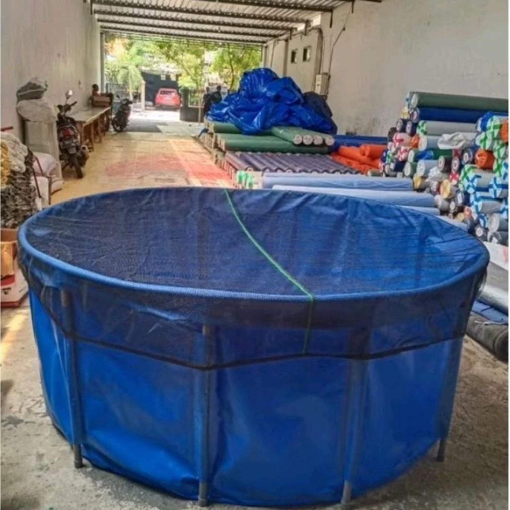 Kolam Terpal Bulat Diameter 2M Full set Untuk Ikan Bentuk Bulat Vat Merk Orchid Full set Kerangka SH