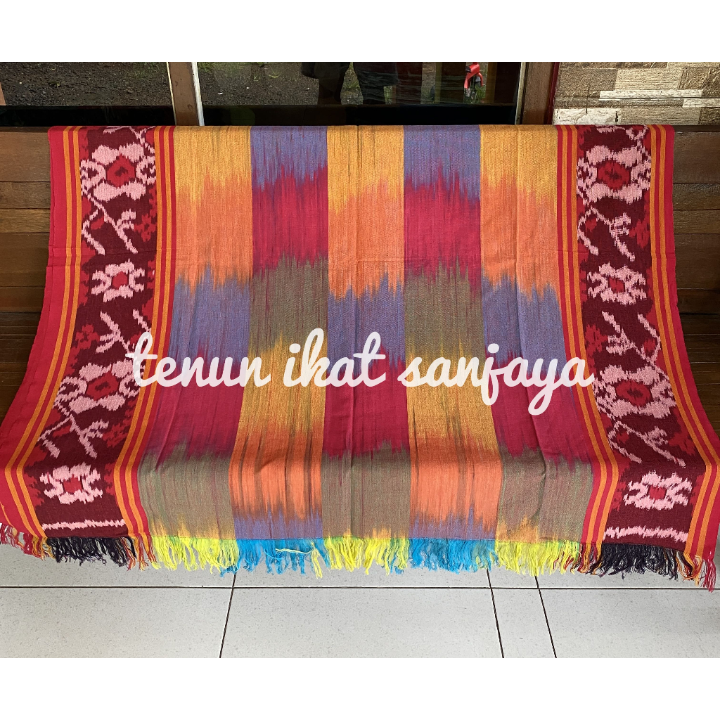 Kain Tenun Blangket Halusan Etnik Warna Pelangi