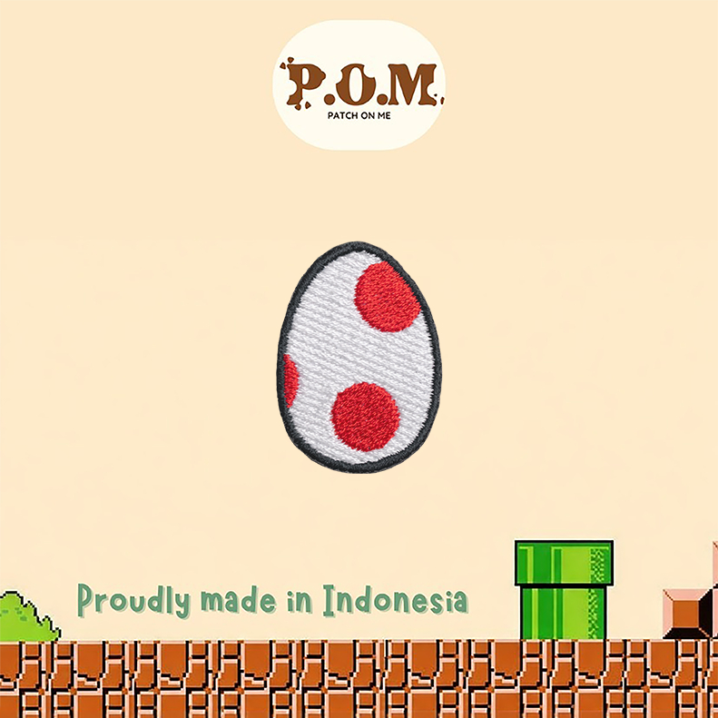 IRON PATCH BORDIR - Yoshi egg - Emblem Badge - 3 x 4 cm - Super Mario Bros Series | Iron Patch Bordi