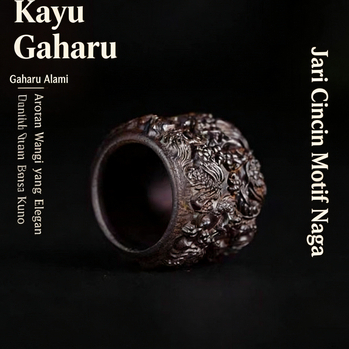 Catur Bodhisattva Asli, Gaharu, Pola Naga, Cincin Jari, Gagang Ukir Kayu, Perhiasan Buatan Tangan, C