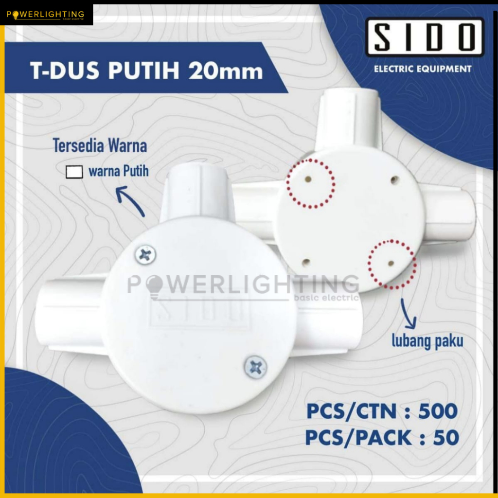 T Dos /  T Dus / Cross Dus Putih 20MM  Cabang 3 Dan 4 Jalur Sambungan Terminal Kabel Listrik SIDO