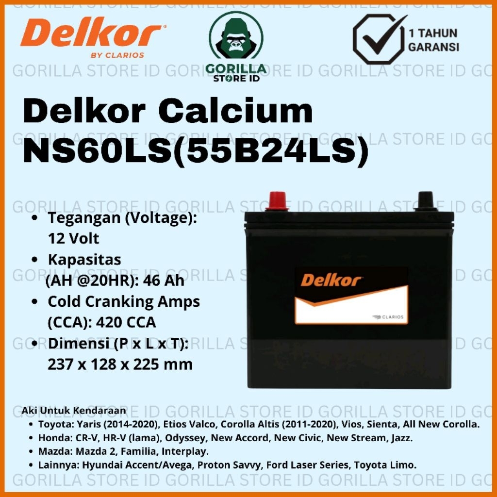 Delkor Calcium NS60LS (55B24LS) - 46Ah CCA 420