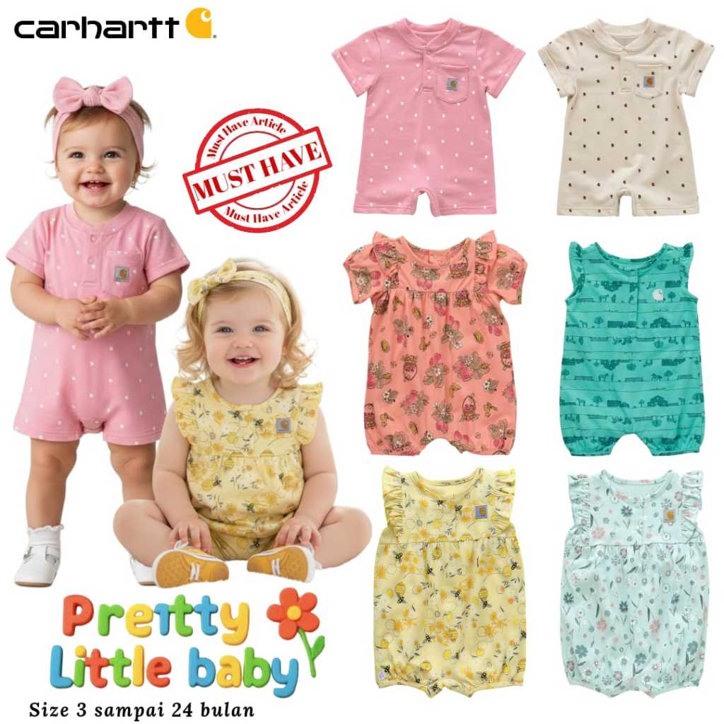 TERMURAH Pakaian kado Bayi Perempuan Original Brand Ekspor Carhartt Romper Bayi Super Lucu Size 3 sa