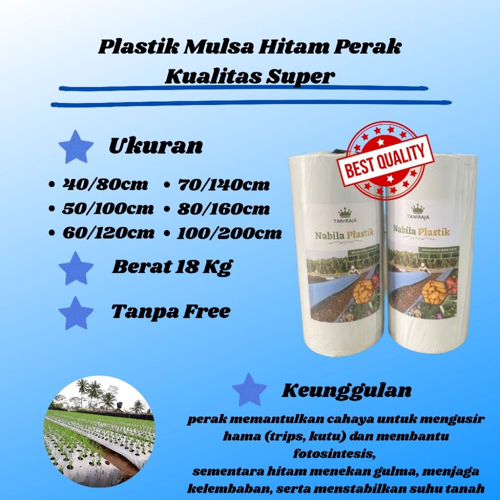 Plastik Mulsa Hitam Perak Kualitas Super 60/120cm Berat(18kg) Tanpa