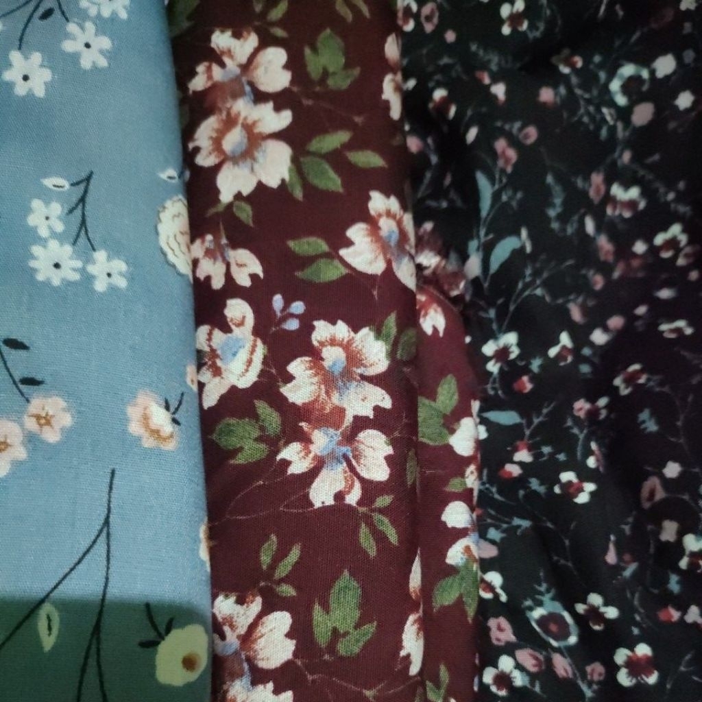 Kain Batik katun kain rayon motif bunga kecil motif bunga besar motif abstrak polosan