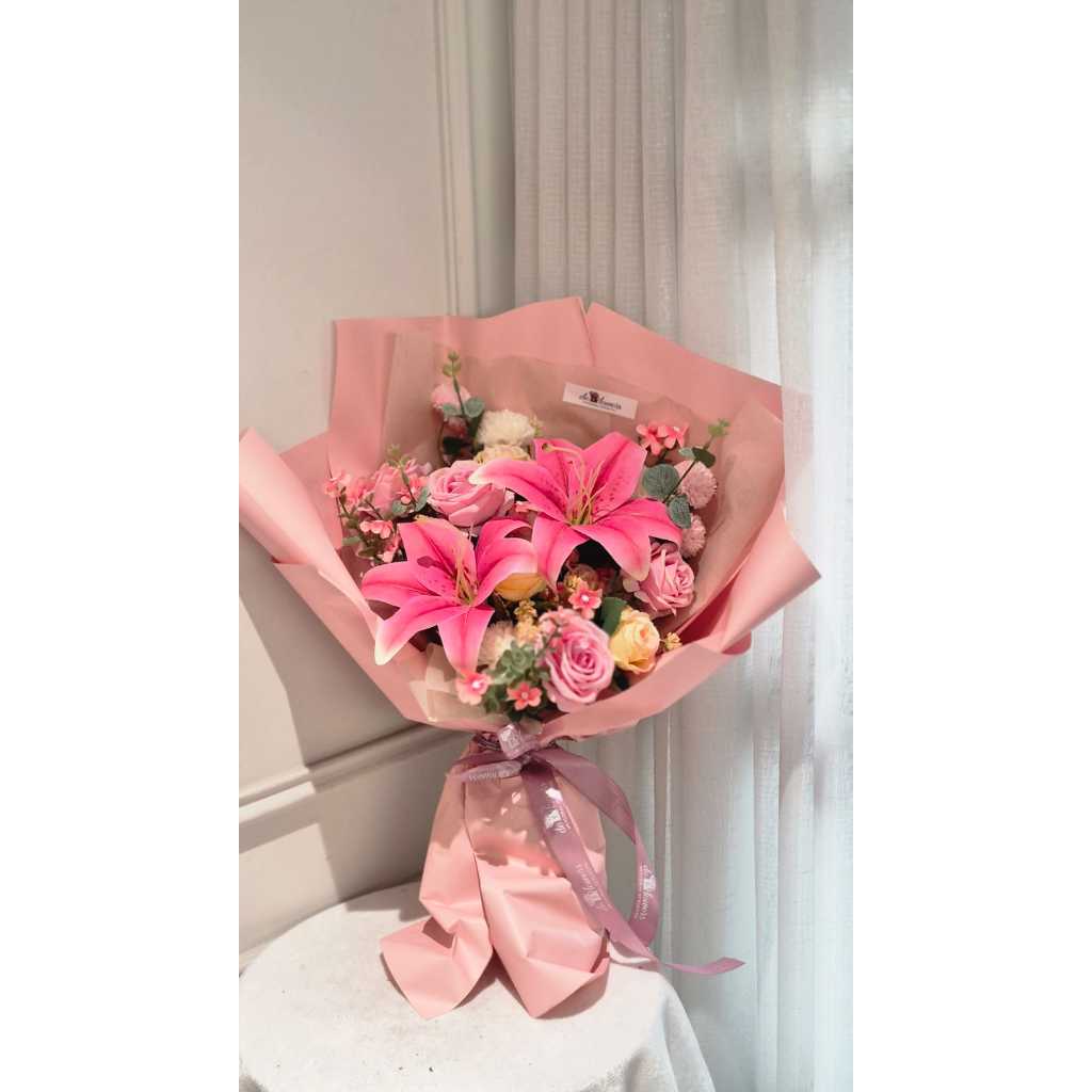 (BISA SAMEDAY DELIVERY)Bouquet Bunga lily artificial premium large size
