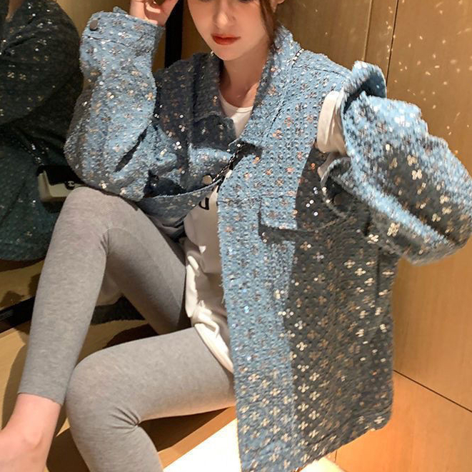 Jaket Denim Wanita Payet Bordir, Jaket Denim Wanita, Mantel Channel Bordir