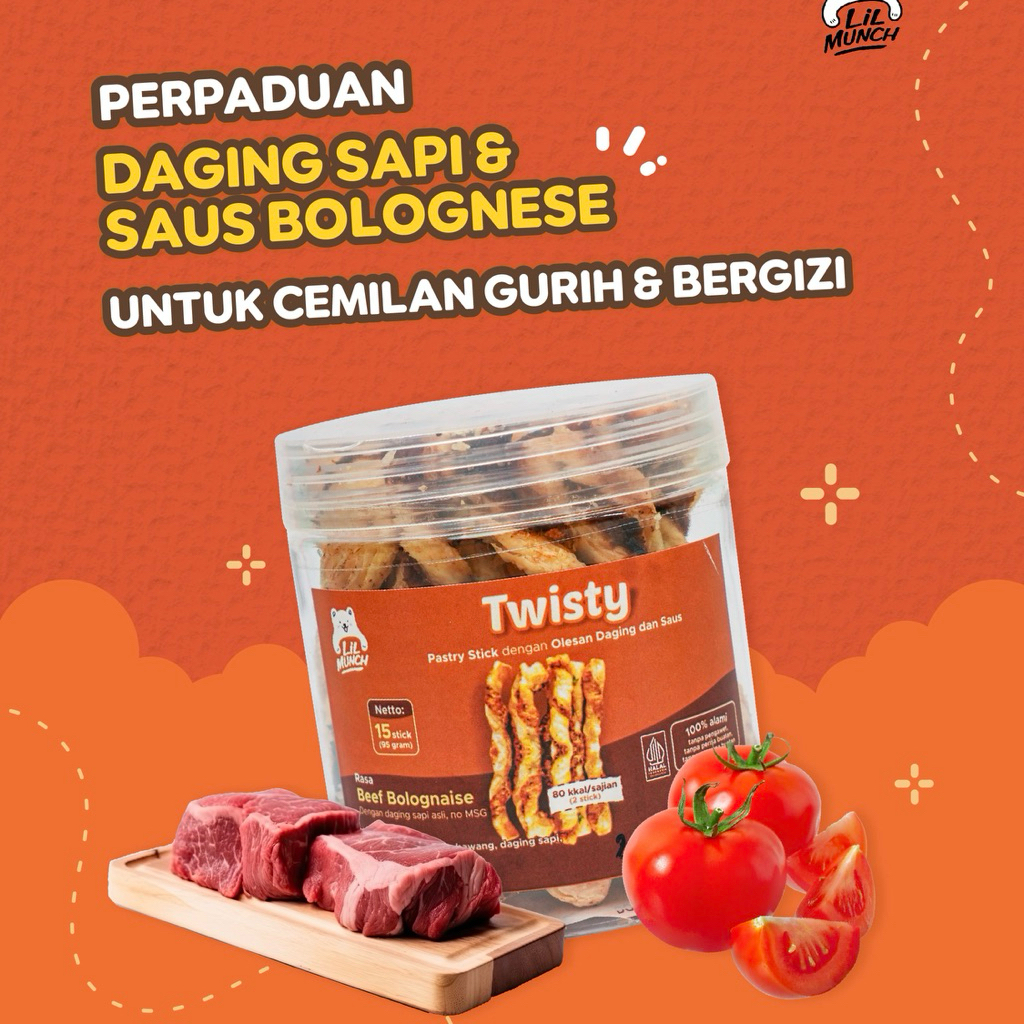 SNACK Bayi 1 tahun BB BOOSTER - Twisty Beef Bolognese - Protein Hewani Snack MPASI Cemilan Bayi Anak