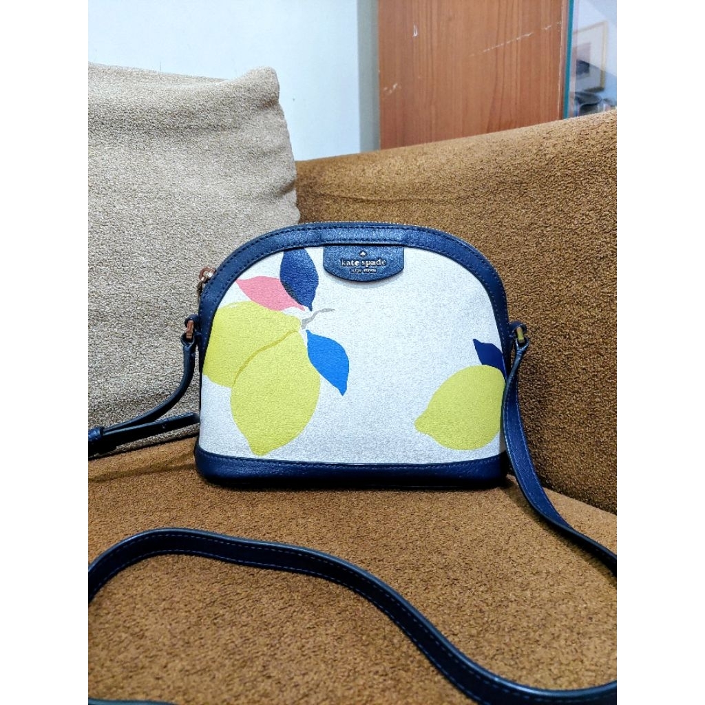 PRELOVED KS Dome Crossbody Large Lemon Whitemulti