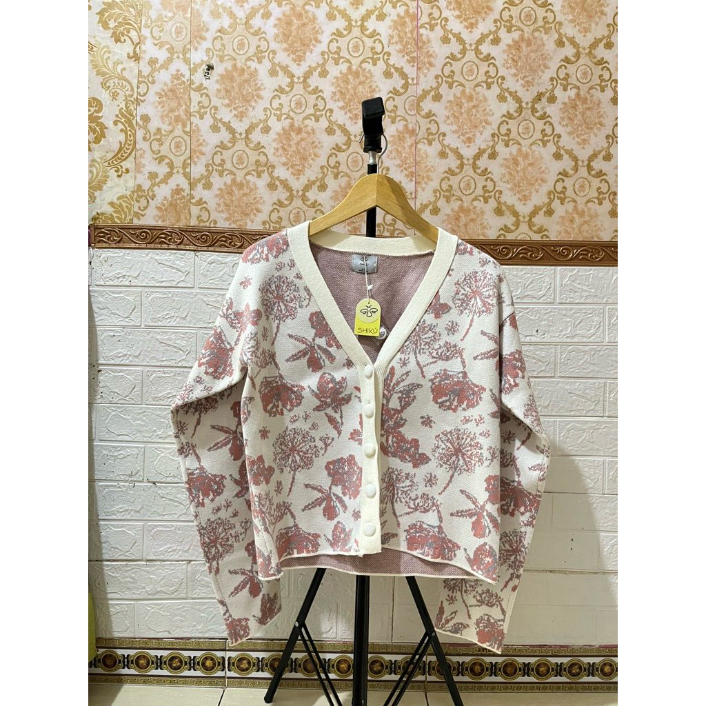 Cardigan Wanita SHIKU Mirelle Bahan Viscose Bunga
