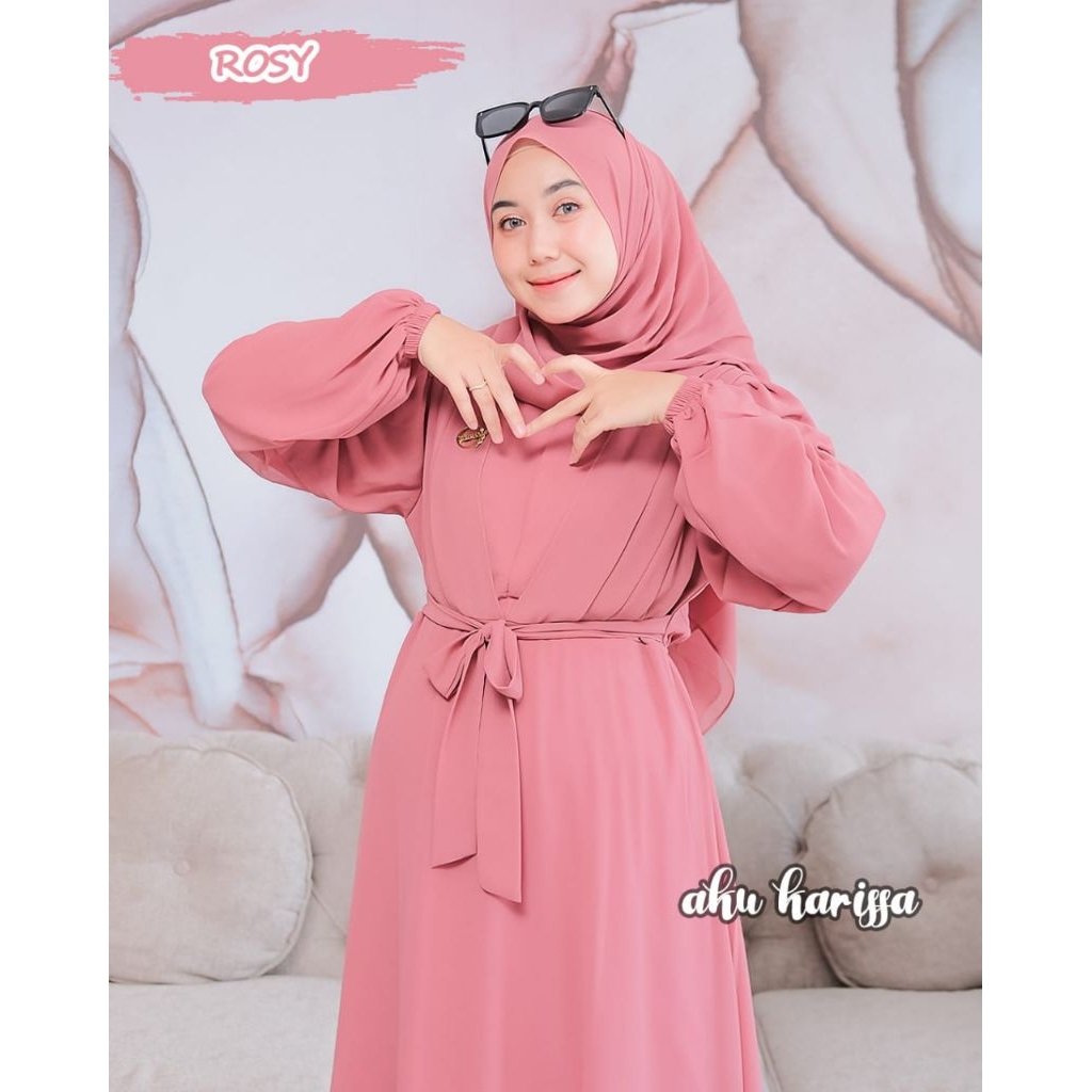 NEW  GAMIS SIENA ONE SET WITH PASHMINA BAHAN CERUTY BABYDOLL PREMIUM SUPER CANTIK ORI AKUKARISSA