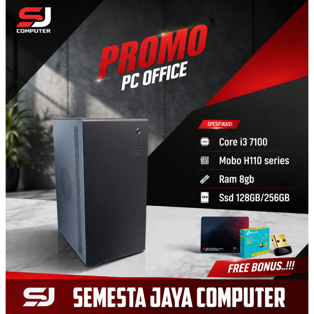 PC Rakitan Office Core i3 7100 Gen 7 with SSD | PC Admin Office