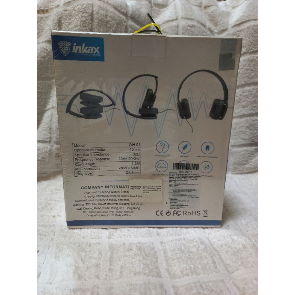 headphone inkax high- fidelity sound ENTHUSIASM MODEL WH -01